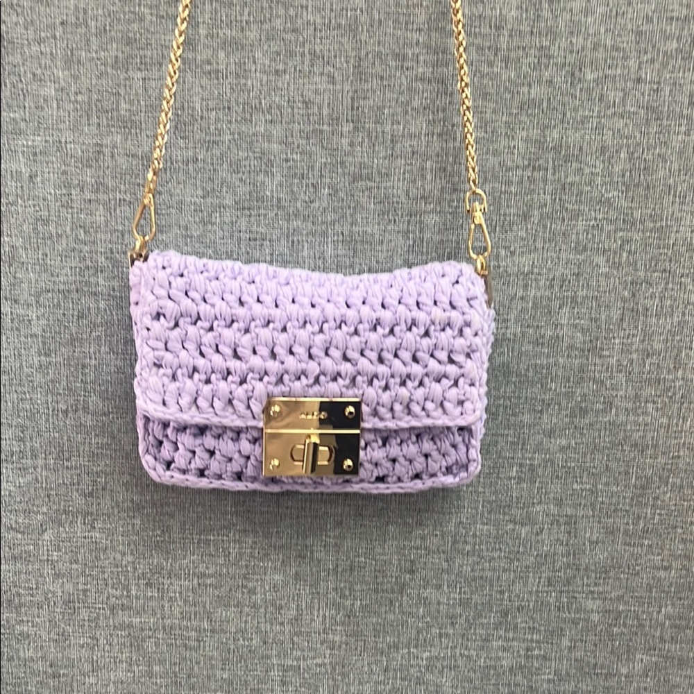 NWOT Purple and Gold Quilted Shoulder Bag